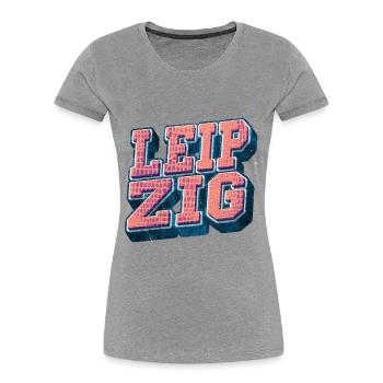 Leipzig Deutschland Stadt Schrift Vintage Retro - Frauen Premium Bio T-Shirt - Grau meliert - Vorne - Mia (176cm)