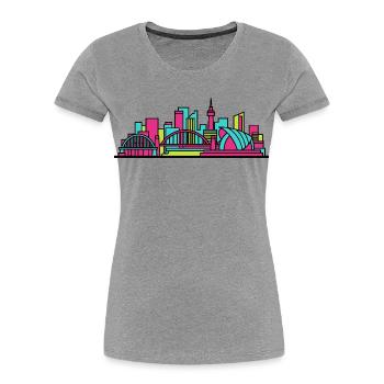 Newcastle City Skyline Tyne Bridge Moderne Kunst - Frauen Premium Bio T-Shirt - Grau meliert - Vorne - Mia (176cm)