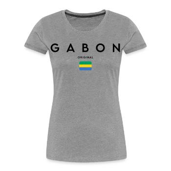 Gabonischer Stolz, minimalistisches, elegantes Design - Frauen Premium Bio T-Shirt - Grau meliert - Vorne - Mia (176cm)
