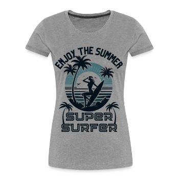 ENJOY THE SUMMER SURFER GIRL - Women's Premium Organic T-Shirt - heather grey - Front - Mia (176cm)