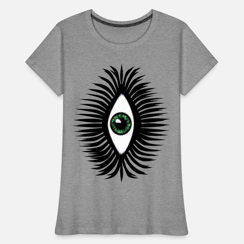 Lucky Amulette Oeil Vert Psychédélique Vertical T-shirt bio Premium Femme