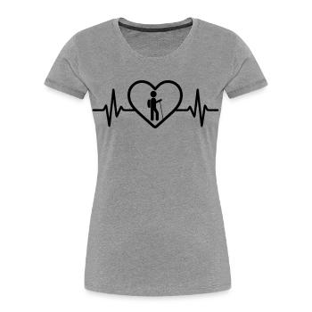 Wandern Berge Herz - Frauen Premium Bio T-Shirt - Grau meliert - Vorne - Mia (176cm)