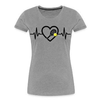 Tennis Heart Racket Ball Sports Passion - Women's Premium Organic T-Shirt - heather grey - Front - Mia (176cm)