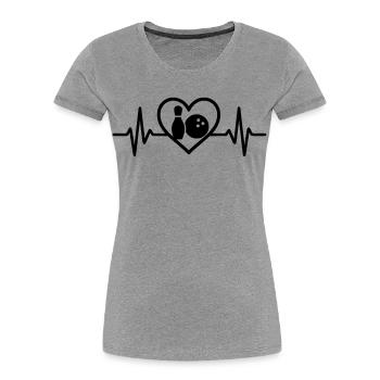 Herz Bowling Kegel Kugel Sport Geschenk - Frauen Premium Bio T-Shirt - Grau meliert - Vorne - Mia (176cm)