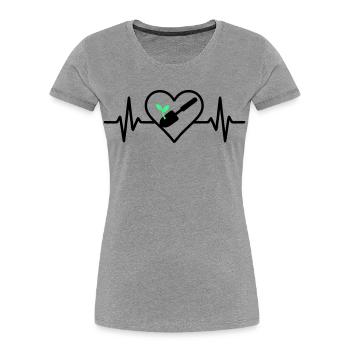 Herz Gärtnerei – Liebe Zur Natur - Frauen Premium Bio T-Shirt - Grau meliert - Vorne - Mia (176cm)