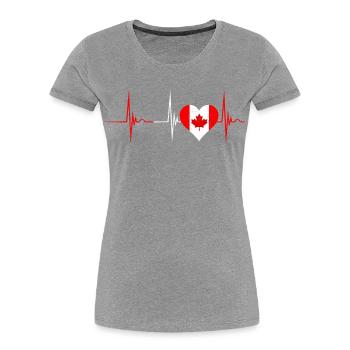 Kanada Herzschlag - Frauen Premium Bio T-Shirt - Grau meliert - Vorne - Mia (176cm)