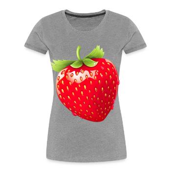Erdbeere Erdbeeren für einen Erdbeer Liebhaber - Frauen Premium Bio T-Shirt - Grau meliert - Vorne - Mia (176cm)