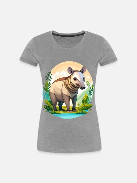Tapir - Frauen Premium Bio T-Shirt - Grau meliert
