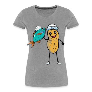 Pêcheur d’arachides Pêcheur Poisson Poisson Lac marin - T-shirt bio Premium Femme - gris chiné - Devant - Mia (176cm)