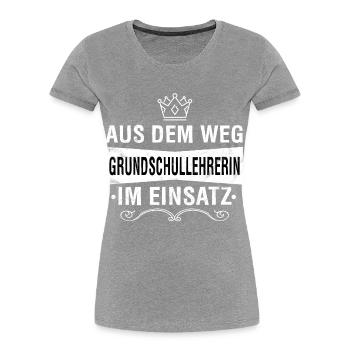 GRUNDSCHULLEHRERIN - Frauen Premium Bio T-Shirt - Grau meliert - Vorne - Mia (176cm)