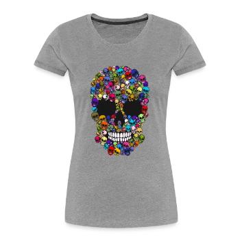 tete de mort crane 100 multiple skull co - T-shirt bio Premium Femme - gris chiné - Devant - Mia (176cm)