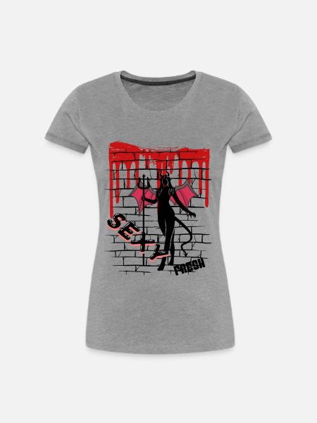 Fresh Devil - Frauen Premium Bio T-Shirt - Grau meliert