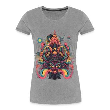 Psychedelic Trip Design Maus wundervolle Abstrakte - Frauen Premium Bio T-Shirt - Grau meliert - Vorne - Mia (176cm)