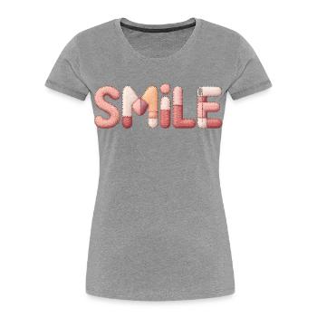 Design de sourire créatif patchwork pour une femme positive - T-shirt bio Premium Femme - gris chiné - Devant - Mia (176cm)