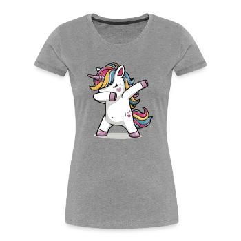 Unicorn dubbing, Dubbing Einhorn - Frauen Premium Bio T-Shirt - Grau meliert - Vorne - Mia (176cm)