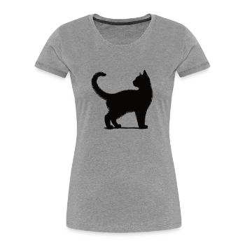 Ich liebe Katzen - Frauen Premium Bio T-Shirt - Grau meliert - Vorne - Mia (176cm)