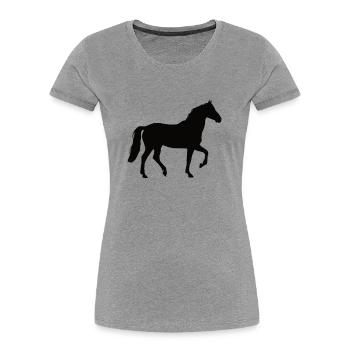 Ich mag Pferde - Frauen Premium Bio T-Shirt - Grau meliert - Vorne - Mia (176cm)