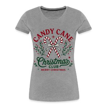 Candy Cane Partnerlook für Weihnachten - Frauen Premium Bio T-Shirt - Grau meliert - Vorne - Mia (176cm)