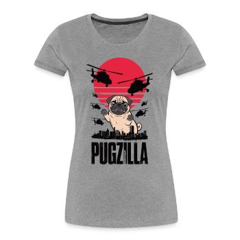 Pugzilla - T-shirt bio Premium Femme - gris chiné - Devant - Mia (176cm)