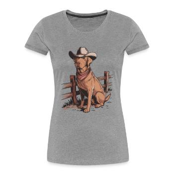 Foxred Labrador Cowboy - Women's Premium Organic T-Shirt - heather grey - Front - Mia (176cm)