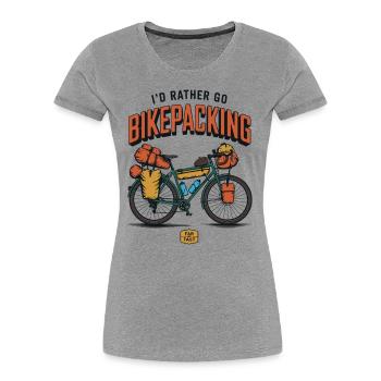 Bikepacking far not fast - Women's Premium Organic T-Shirt - heather grey - Front - Mia (176cm)