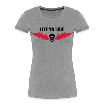 biker - Women's Premium Organic T-Shirt - heather grey - Front - Mia (176cm)