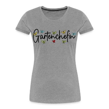 Garten Chefin Gärtnerin Gartenarbeit Gartenchefin - Frauen Premium Bio T-Shirt - Grau meliert - Vorne - Mia (176cm)