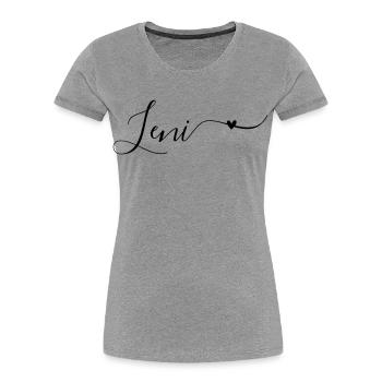 Leni Prénom Décoratif - T-shirt bio Premium Femme - gris chiné - Devant - Mia (176cm)
