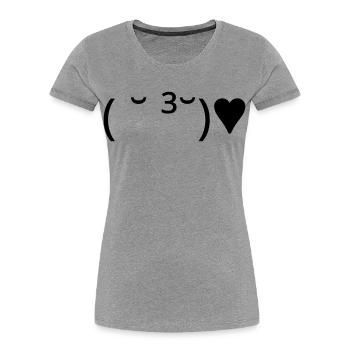 Kuss Emote ( ˘ ³˘)♥ Herz Kaomoji - Frauen Premium Bio T-Shirt - Grau meliert - Vorne - Mia (176cm)