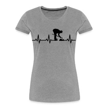 Mein Herz schlägt für die Landwirtschaft - Frauen Premium Bio T-Shirt - Grau meliert - Vorne - Mia (176cm)