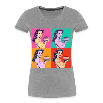 Backen Torte Backkönigin Backfee Bäckerin Pop Art - Frauen Premium Bio T-Shirt - Grau meliert - Vorne - Mia (176cm)
