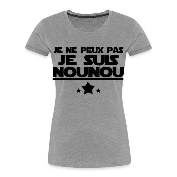 je suis nounou - T-shirt bio Premium Femme - gris chiné - Devant - Mia (176cm)