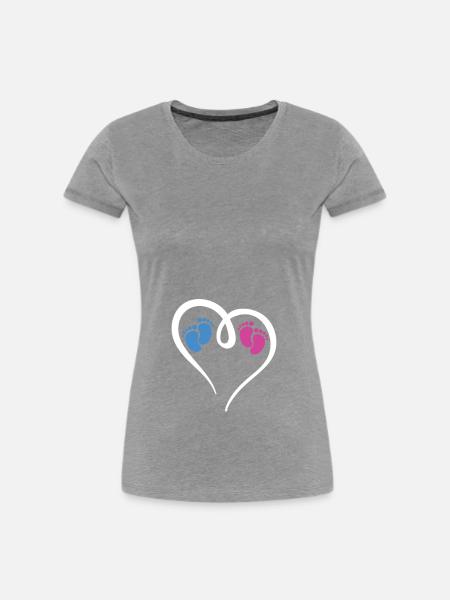 Zwillinge Junge und Mädchen - Frauen Premium Bio T-Shirt - Grau meliert