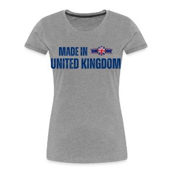 Made in the UK, British pride - Women's Premium Organic T-Shirt - heather grey - Front - Mia (176cm)
