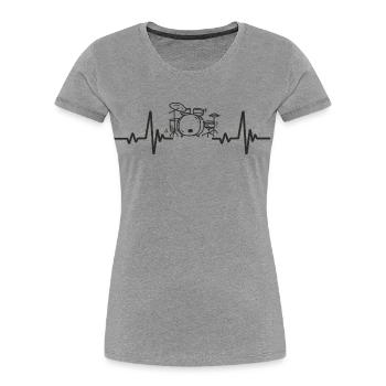 Drums Rhythm Music Instrument Drummer Heart - Women's Premium Organic T-Shirt - heather grey - Front - Mia (176cm)
