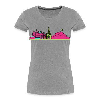 Edinburgh City Skyline Castle Moderne Linienkunst - Frauen Premium Bio T-Shirt - Grau meliert - Vorne - Mia (176cm)