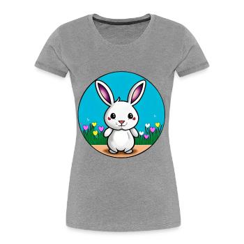 Kleiner Hase Osterhase - Frauen Premium Bio T-Shirt - Grau meliert - Vorne - Mia (176cm)