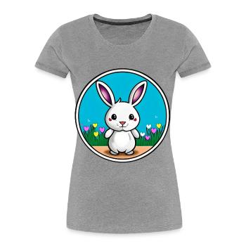 Lapin de Pâques mignon - T-shirt bio Premium Femme - gris chiné - Devant - Mia (176cm)