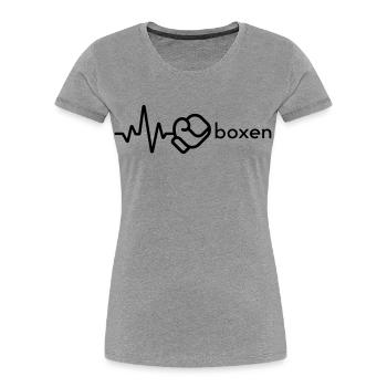 Boxe - T-shirt bio Premium Femme - gris chiné - Devant - Mia (176cm)