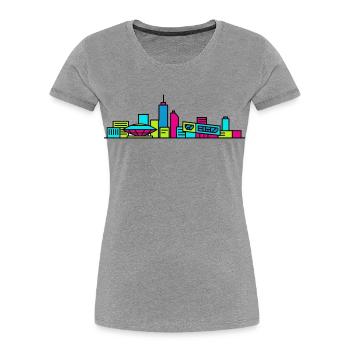 Eindhoven City Skyline Evoluon Moderne Linienkunst - Frauen Premium Bio T-Shirt - Grau meliert - Vorne - Mia (176cm)