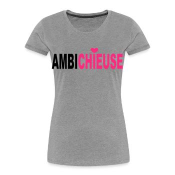  Ambichieuse  - T-shirt bio Premium Femme - gris chiné - Devant - Mia (176cm)