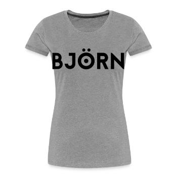 Prénom Björn - T-shirt bio Premium Femme - gris chiné - Devant - Mia (176cm)