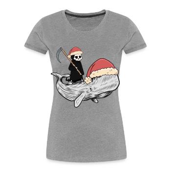 Wal Walfisch Tod Fantasy Dark Ozean Fische Fisch - Frauen Premium Bio T-Shirt - Grau meliert - Vorne - Mia (176cm)