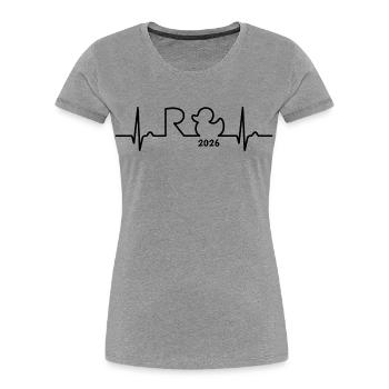 Rente 2026 Eine Legende geht in Rente - Herzkurve - Frauen Premium Bio T-Shirt - Grau meliert - Vorne - Mia (176cm)