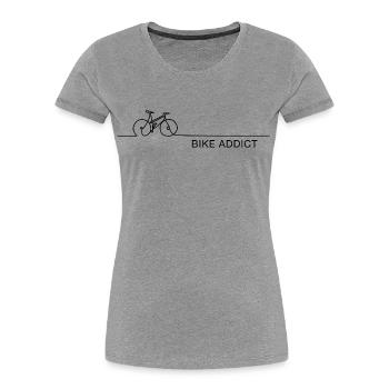 Accro au vélo – Diction cycliste avec un graphique en une ligne - T-shirt bio Premium Femme - gris chiné - Devant - Mia (176cm)
