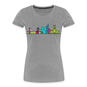 Hull City Skyline The Deep Aquarium Line Art - Women's Premium Organic T-Shirt - heather grey - Front - Mia (176cm)