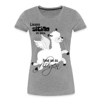 Alpaka Leichtigkeit - Frauen Premium Bio T-Shirt - Grau meliert - Vorne - Mia (176cm)