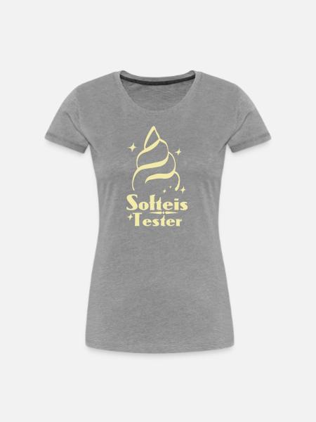 Softeis Tester - Frauen Premium Bio T-Shirt - Grau meliert