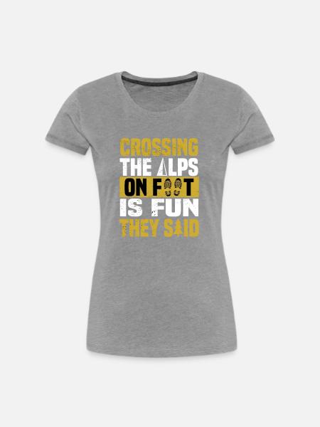 alpenquerung englisch - Frauen Premium Bio T-Shirt - Grau meliert