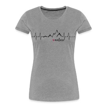 Love Nature Mountains Heart Rate ECG - Conception graphique - T-shirt bio Premium Femme - gris chiné - Devant - Mia (176cm)